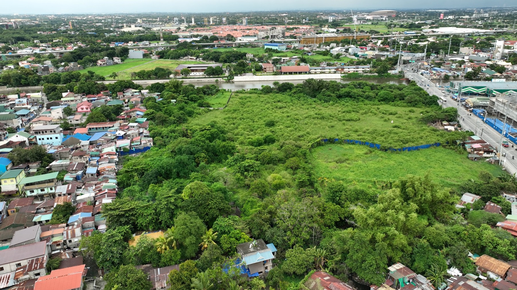 Oblique aerial view of the property