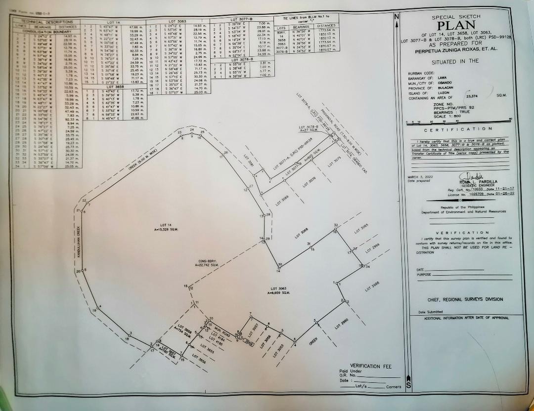 Supplied lot plan